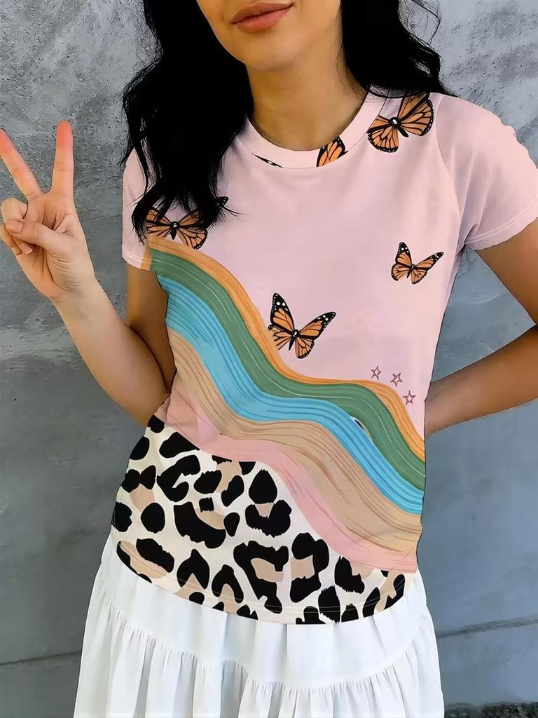 3D Gedrucktes T-Shirt Für Damen Oversized T-Shirts Tops Sommer Neue Harajuku T-Shirts Y2k Tops Lockere Kurzarm Pullover Kleidung