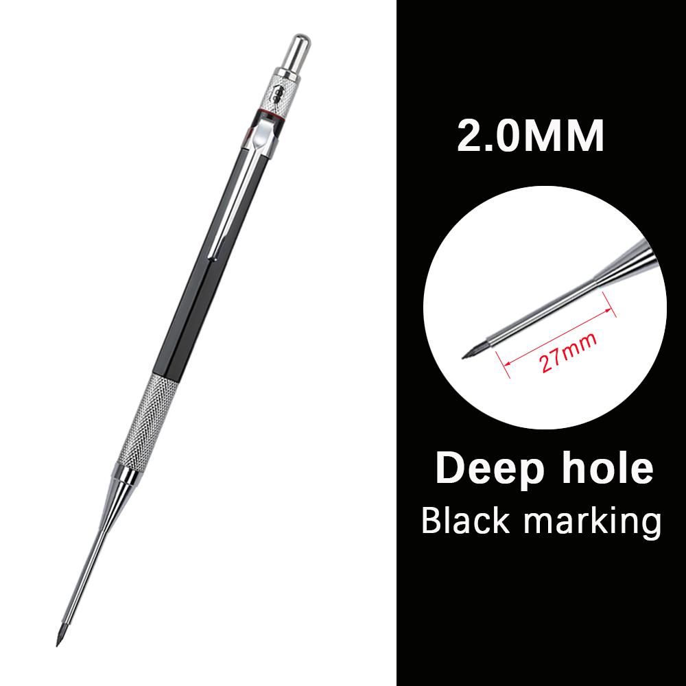 2.0mm Metal Woodworking Mechanical Pencil 2B Lead Core for Deep Hole Automatic Pencil Scribing Marking Construction Job Tool