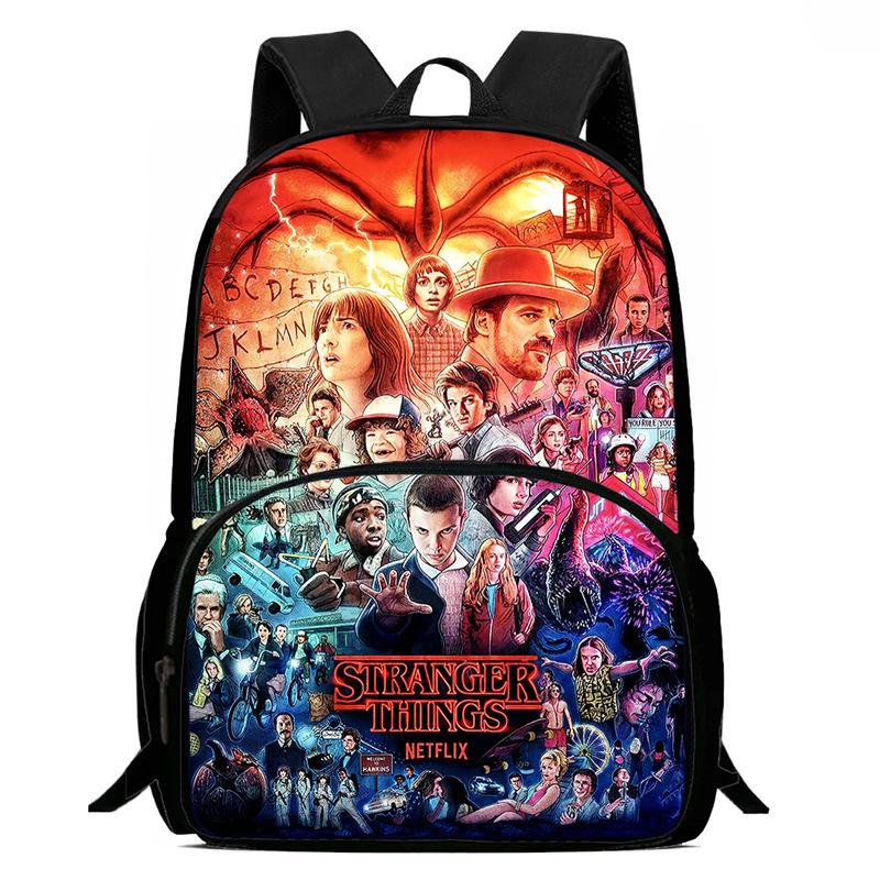 Stranger Things Printed Backpack Stranger Things5 Student School Bag Cartoon Lightweight Front Bag Backpack