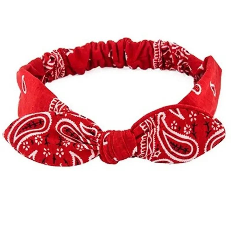 Printed Rabbit Ears Elastic Contour Crossover Hairband Wire Knot Wash Face Headband Elastic Hairband Stretch Headbands for Women