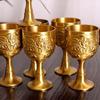Brass Portable Mini Spirit Vodka Goblet, Engraved Flower Shaped Beverage Copper Cup,Friends Festive Gift Decoration 40ml,1pcs,