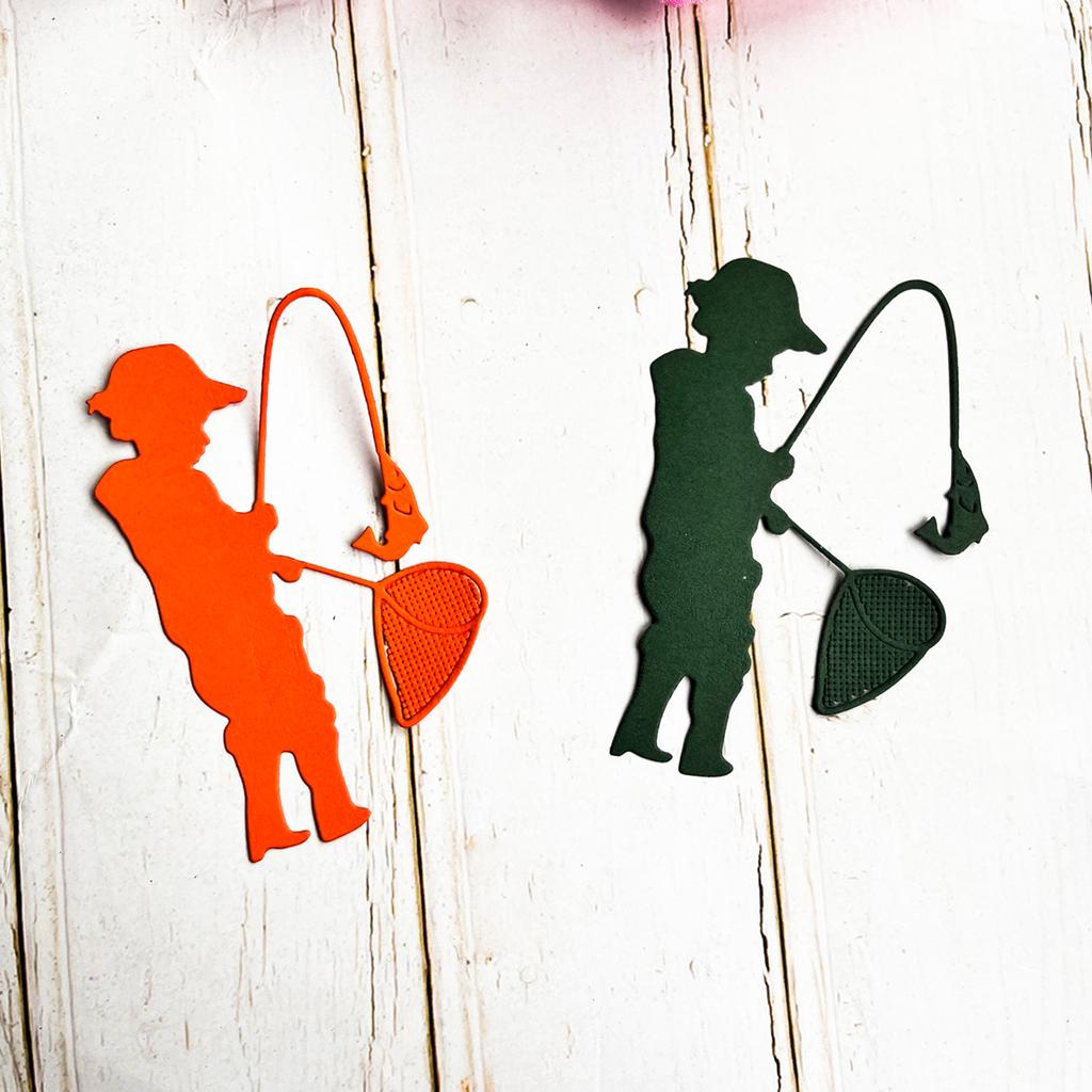 Fishing Men Metal Die Cuts Fishing Fish Cutting Dies Stencils Tool for DIY Scrapbooking Card Embossing Paper Decorations
