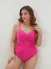 Dámské evropské a americké jednodílné plus size bikiny: Kostým s kosticemi, Jednobarevný, Dvojitá ramínka, Zeštíhlující střih.