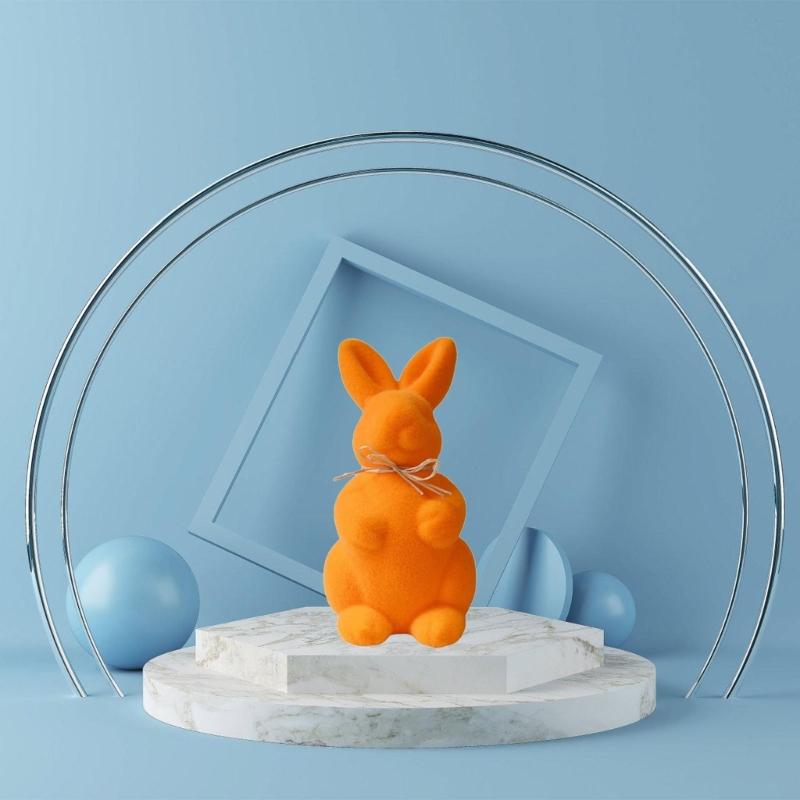 Holiday Decoration Soft Touching Bunnies Figurines Color Option Rabbit Ornament for Home and Party Table Decoration 1PC