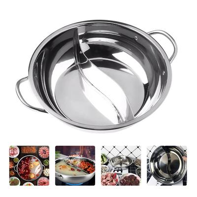 Pot  Shabu Divider Stainless Steel Cooking Cooker Induction Pot Divided Kitchen Cookware Flavor Pan Two Chinese Soup Dual