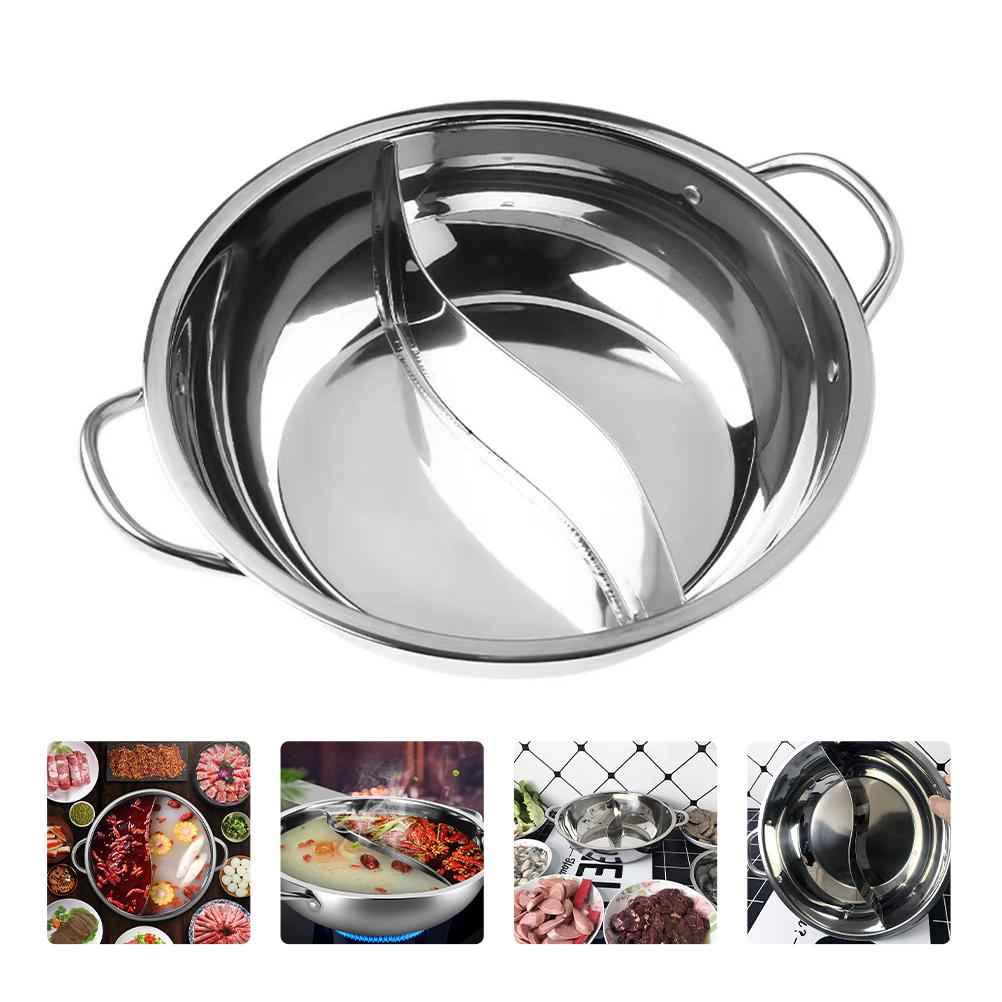 Pot Shabu Divider Stainless Steel Cooking Cooker Induction pot Divided Kitchen Cookware Flavor Pan Two Chinese Soup Dual