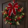 With LED Light and Bow Christmas Wreath Xmas Hanging Ornaments  Door