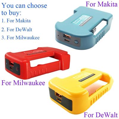 1 Li-Ionen Akku Gürtelschnalle Aufbewahrung Feste Halterung Für Makita Für DeWalt Für Milwaukee 18V USB Typ-C Powerbank Ladegerät Adapter