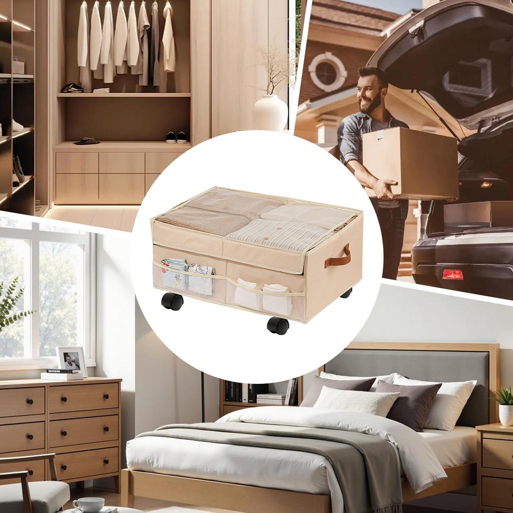 Rolling Storage Box Household Rolling Storage Bin Thickened Organizer Box With Wheels For Car Camping Travel College Workplace