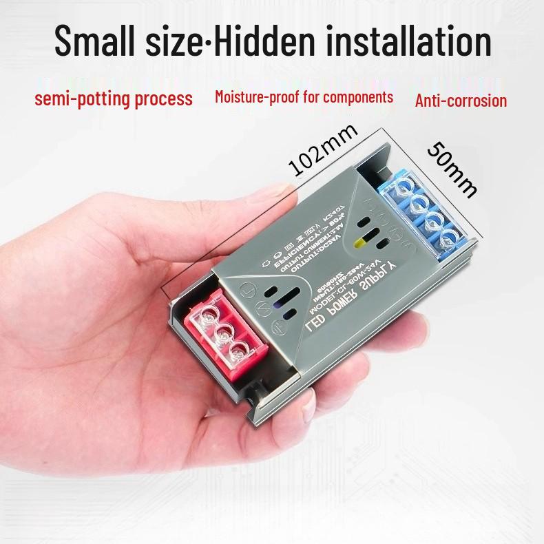 Ultra-thin Silent LED Power Supply: Black Diamond 12V/24V Light Strip Transformer