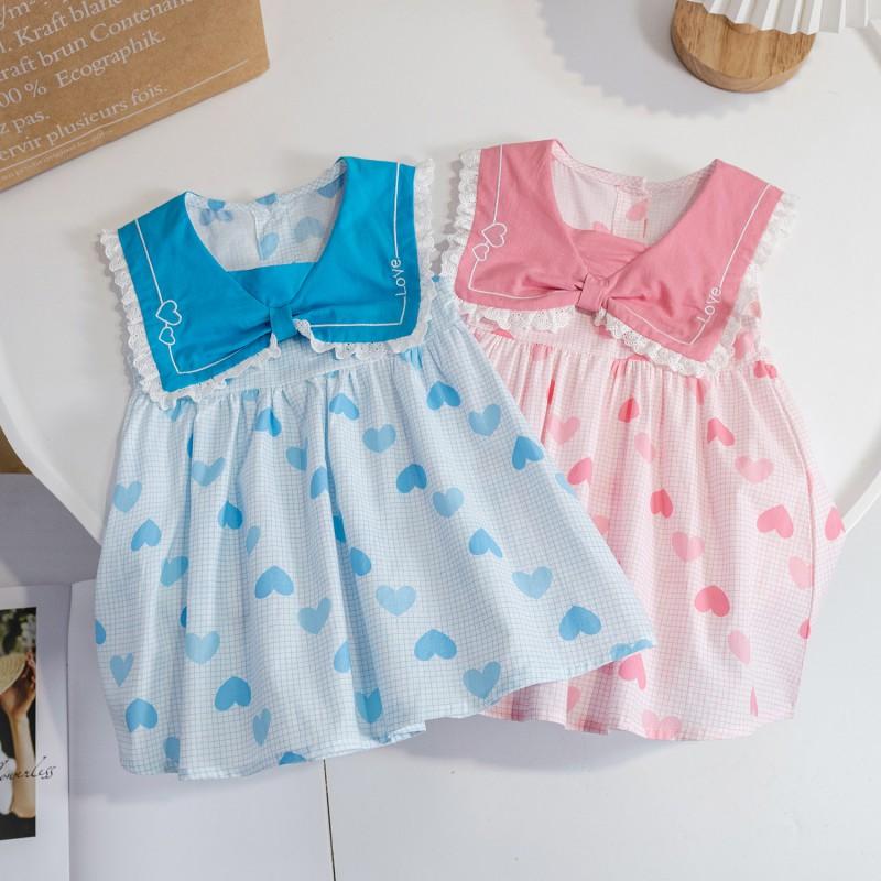 2026 Baby Girls Sleeveless Dress Cute Love Print Princess Kids Casual Party