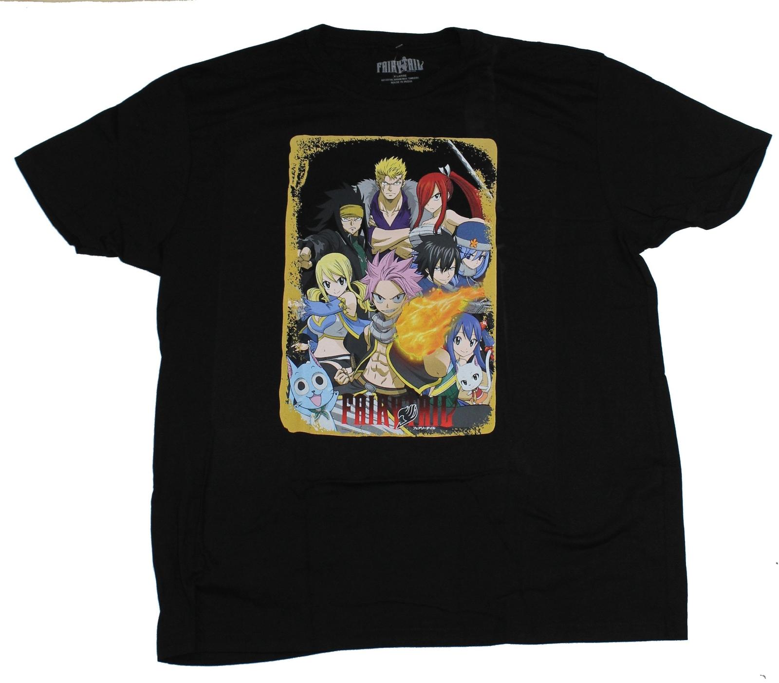 Fairy Tail Adult New T-Shirt - Serious Framed Cast Pic S