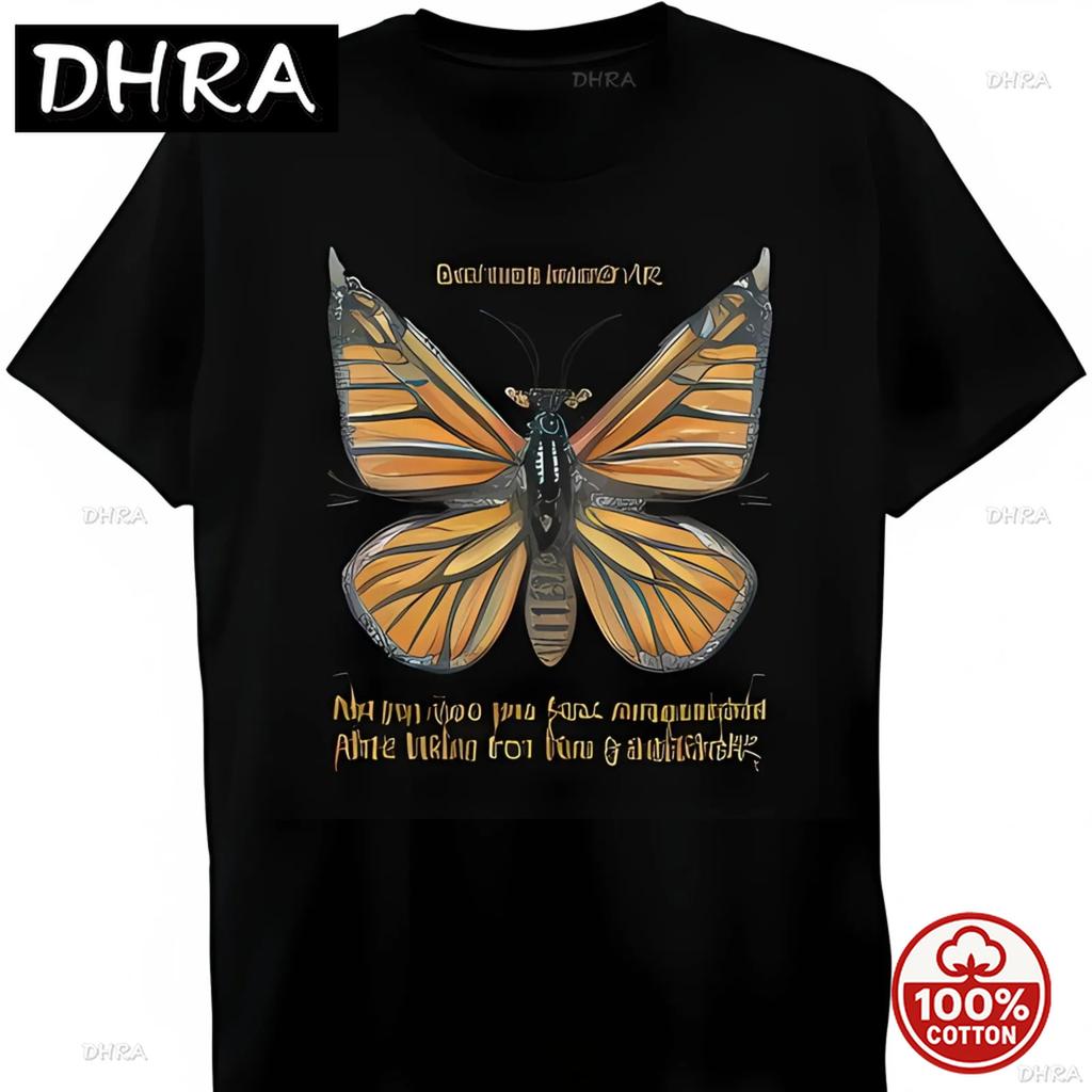 Styleish Monarch Butteerfly Unisex Soft 2026 Summer 100 Cotton Loose Oneck Tshirts With Custom Calligraphy Font Black Tshirts