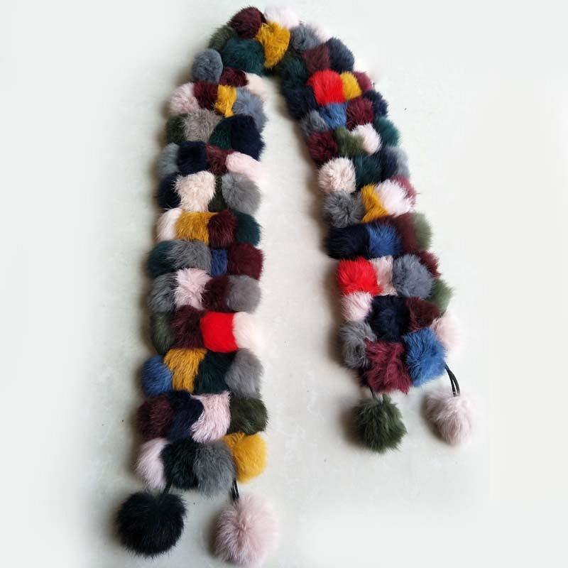 

Женский зимний теплый шарф из меха кролика, горячая распродажа, натуральный мех кролика, глушитель, женские меховые шарфы оптом и в розницу Length 120cm