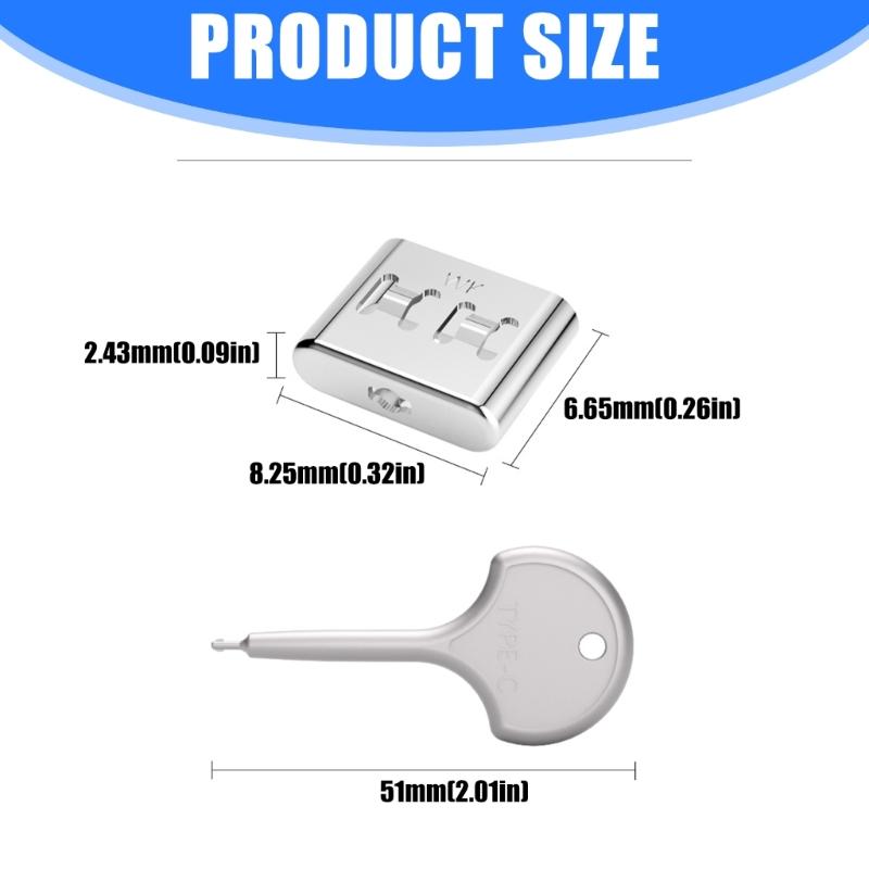 AntiTheft Type C Port Lock USB C port Blockers Data Protections with Detachable Seal Key Corrosion Resistant Metal Design