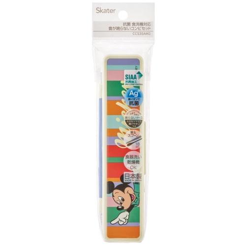 Skater Chopstick Spoon Combination Set 18cm Antibacterial Treated Lunch Box for Adults Comes with Silicone Cushion and Doesn't Make a Sound Made in Ja