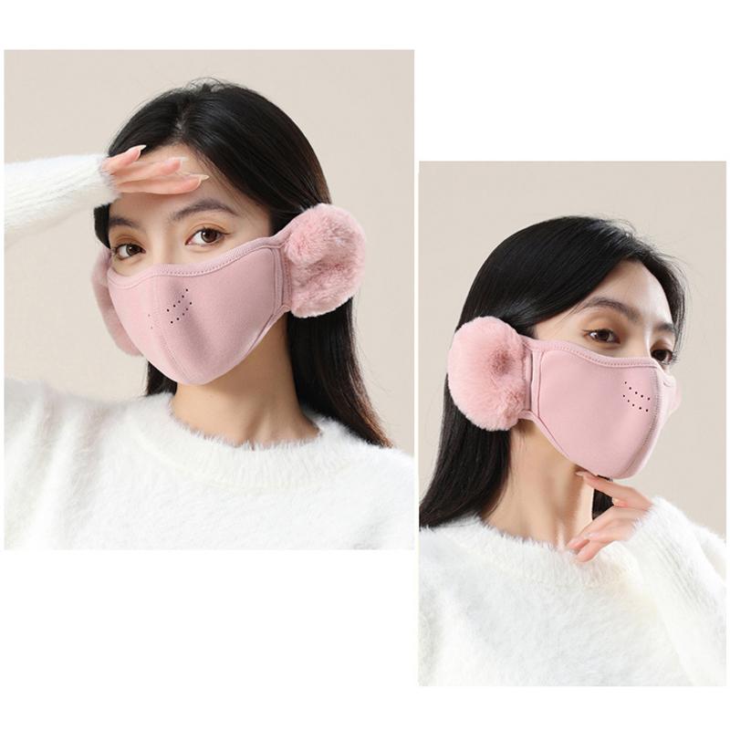 Herbst- und Winter Warme Winddichte und Staubdichte 2-in-1 Plüsch-Fahrradmaske