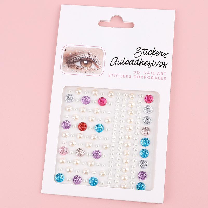 DIY Cross-Border Face, Eye, Brow, and Nail Decor Stickers with Pearls and Diamonds