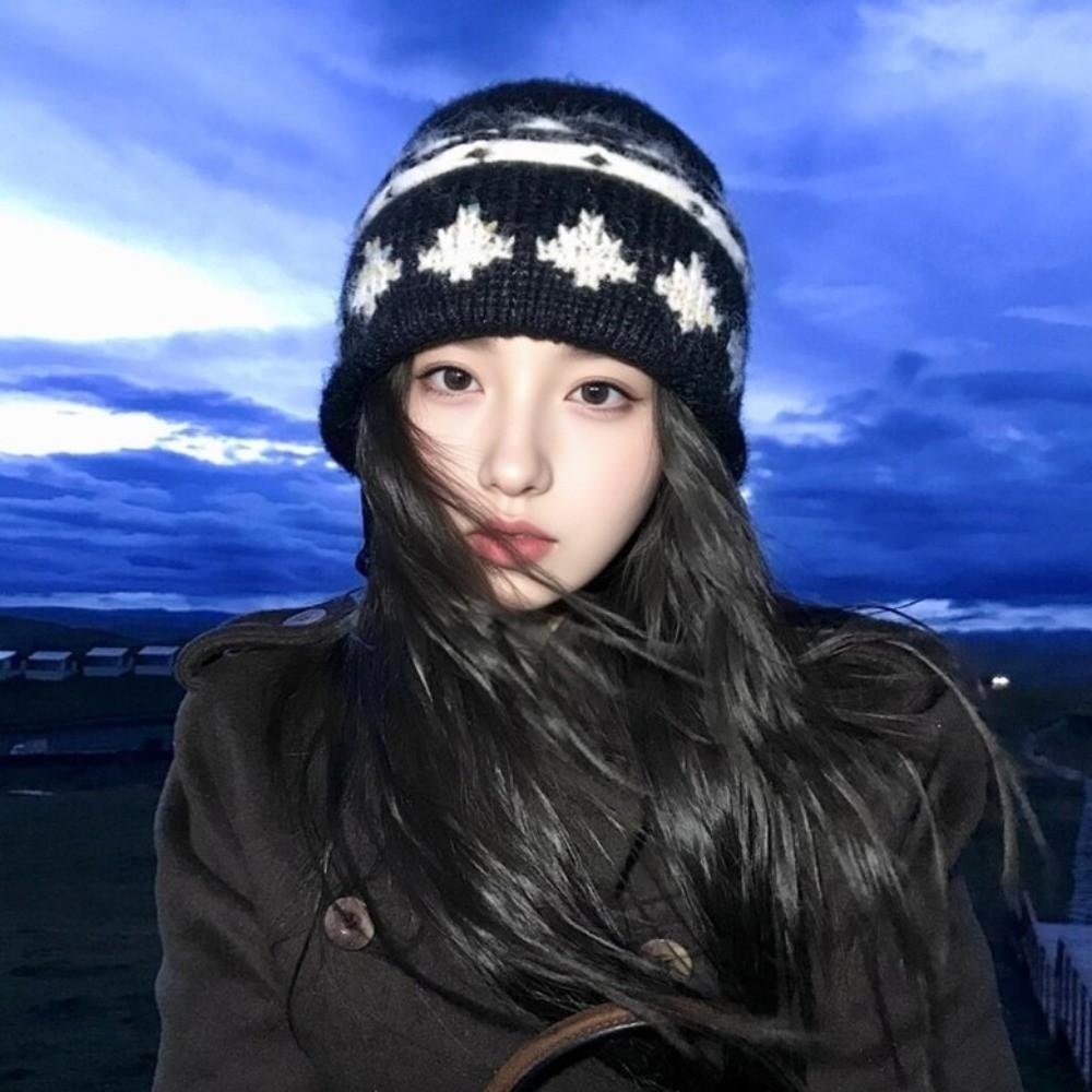 Knitted Retro Beanie Hat Warm Warm Knitted Cap Fashion Jacquard Knitted Hat  Women's Fashion
