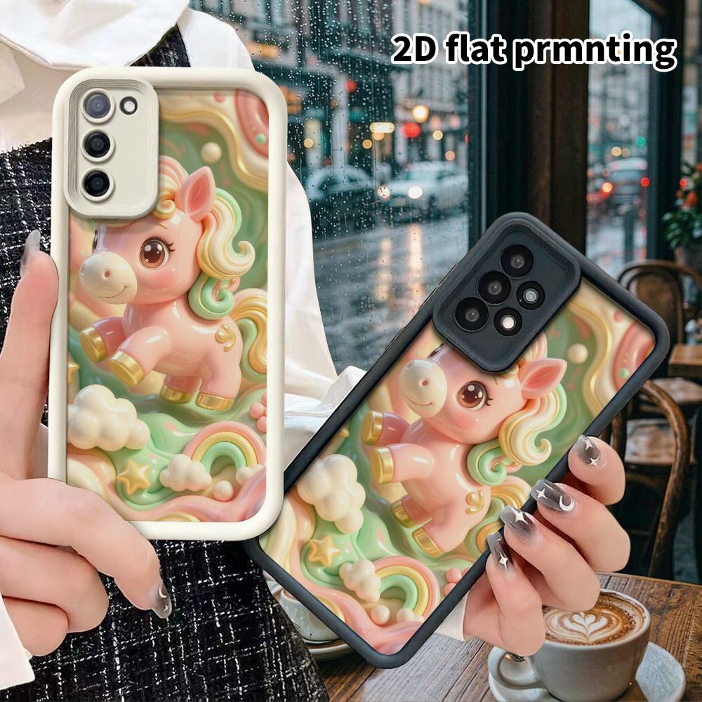 Phone case: 2D flat, suitable for Samsung Galaxy A34 A35 M05 M06 S20 S22 S21 FE Plus 5G, pink unicorn, perfect Christmas and Halloween holiday gift
