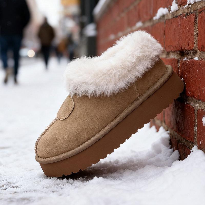 thick-soled snow boots women's autumn and winter new piled thickened large cotton shoes bread fluffy shoes