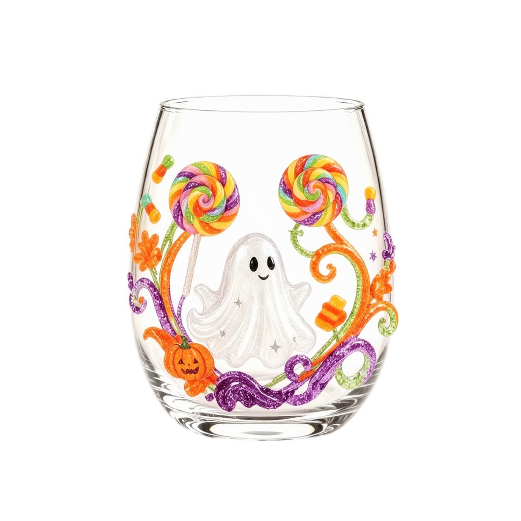Halloween Printed Glass Tumblers with and Pumpkin Design, 15 oz