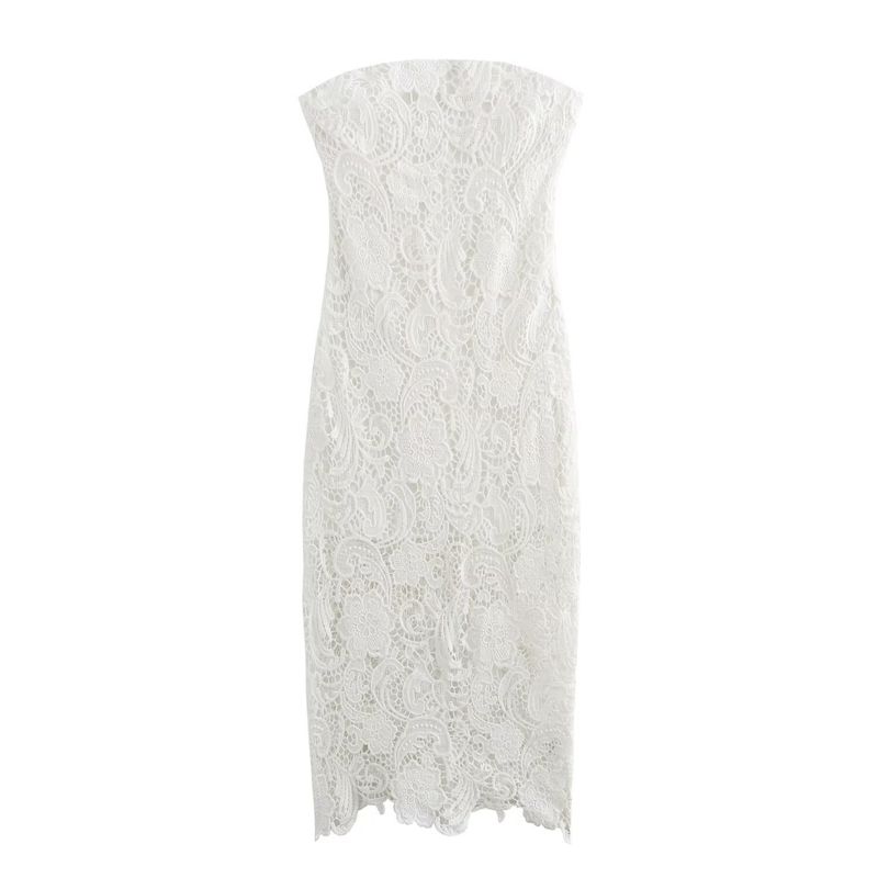 Kaslead New Arrival Women's Clothing Fashion Style Fashion Minimalist Silm Lace Tube Top Sexy Dress