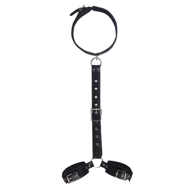 Neck To Wrist Restraints Kit Sexy Women BDSM Fetish Behind Back Handcuffs Collar Adjustable Bondage Set Couple SM Sex Game Tool