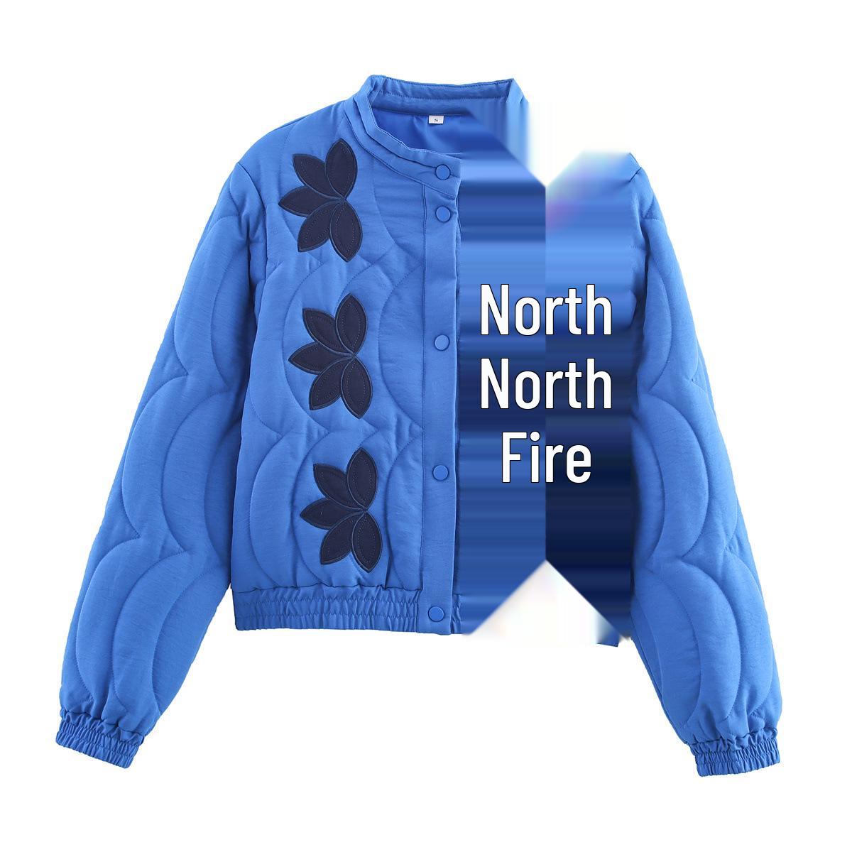 

Women s Floral Quilted Embroidered Cotton Jacket - Versatile Casual Fashion (Autumn/Winter 2025) X5067 Small синій