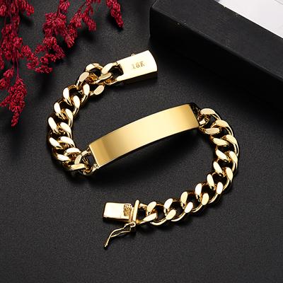 18 Karat Gold 10 mm Kettenarmbänder für Männer und Frauen, hochwertiger Modeschmuck, Hochzeitsfeier, Weihnachtsgeschenke, 20 cm