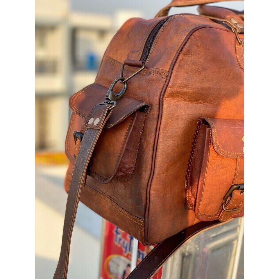 Handgemachtes Reisegepäck aus echtem Leder, Weekender, Weekender, Turnbeutel
