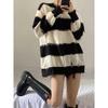Women's Retro Striped Sweater - Loose Korean Style Knitted Top for Autumn/Winter