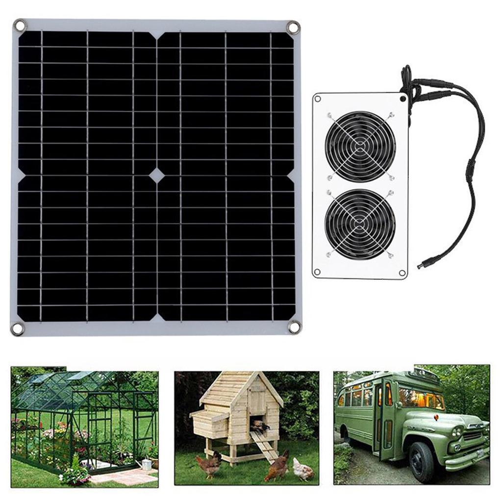 Flexible Solar Operated Exhaust Fan Temperature Control Device for Motorhomes Ships Hen Houses Dog Dens Ventilation