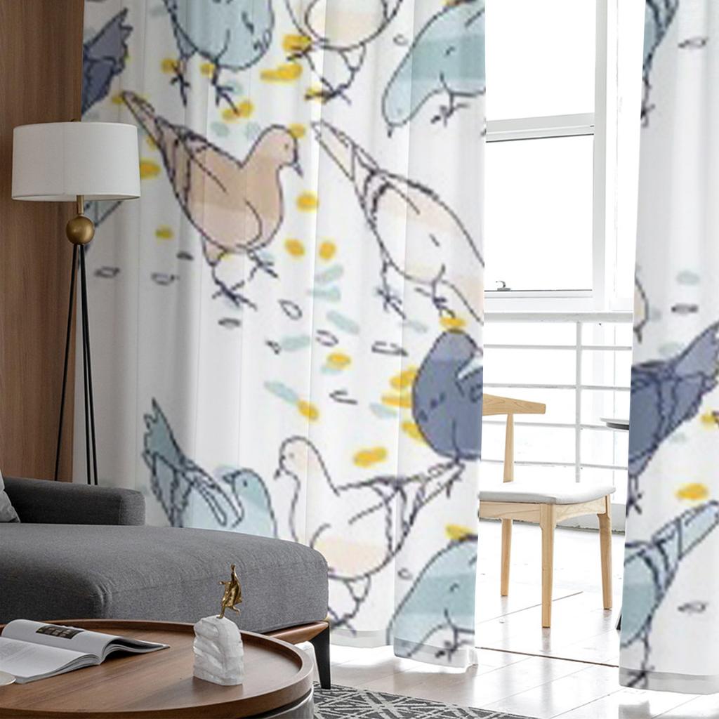 Pigeons Colorful Abstract Geometric Shapes Chiffon Sheer Curtains for Living Room Bedroom Window Curtain Voiles Tulle Cortinas