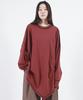 Deumakeu Oversized Asymmetrical Long Sleeve T-Shirt Burgundy