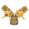 G1/2 Brass Garden Irrigation 2 Way Double Tap Hose Adapter Dual Faucet Connector