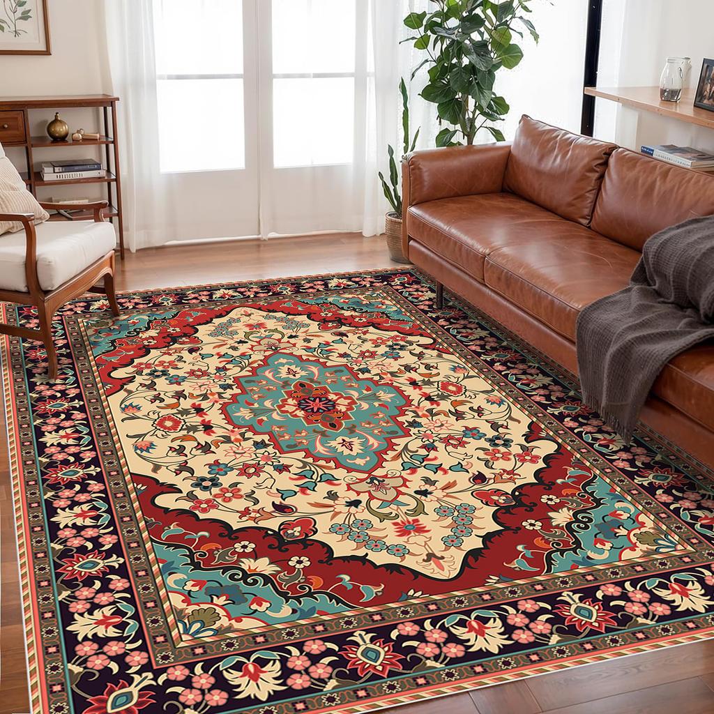 Bohemian Crystal Velvet Rugs, Living Room Coffee Table, Sofa Carpet, Study, Bedroom, Waterproof and Dirt Resistant Carpet