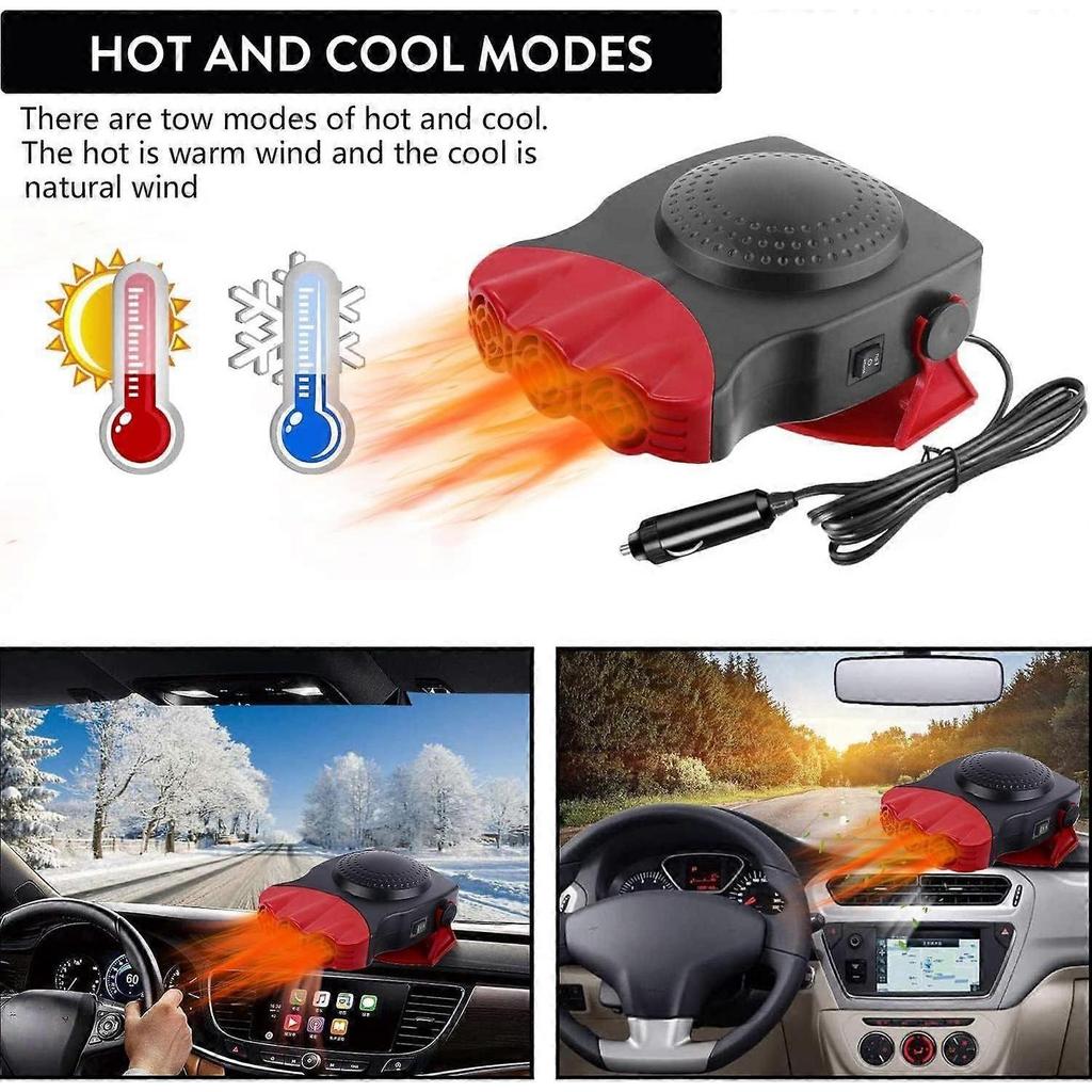 Car Heater, 2 in 1 Fast Heater with Heating and Cooling Function, Defogger Defogger, 12V, 150W, 3 Socket Cigarette Lighter