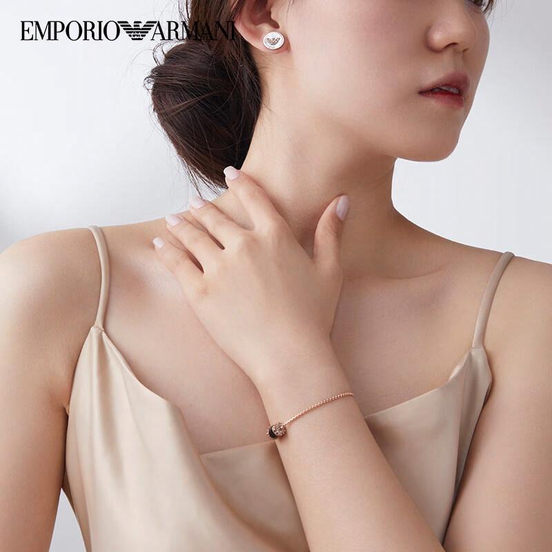 Emporio Armani Diamond Beads Transfer Beads Stainless Steel Bracelet Women's Rose Gold Rose Gold F (fits All) In Original Bag