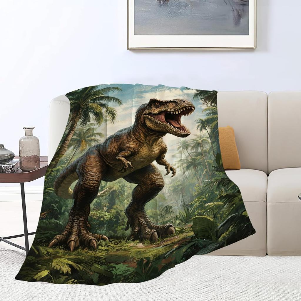 Tyrannosaurus Rex Dinosaur Throw Blanket Artistic Wildlife Portrait Unique Gift Home Bedroom Decorative Accessory