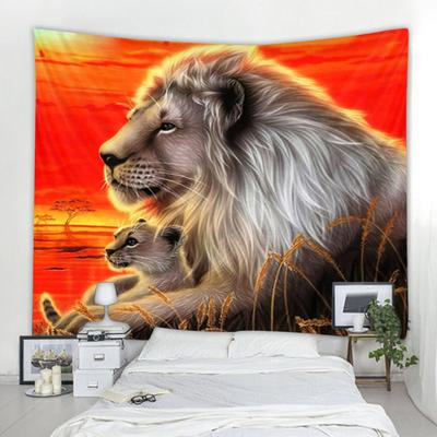 3D Fantasy Lion Tapestry Bohemian Tapestry Nordic Art Style Dekoracja Ścienna Sypialnia Pokój Estetyka Wystrój Domu