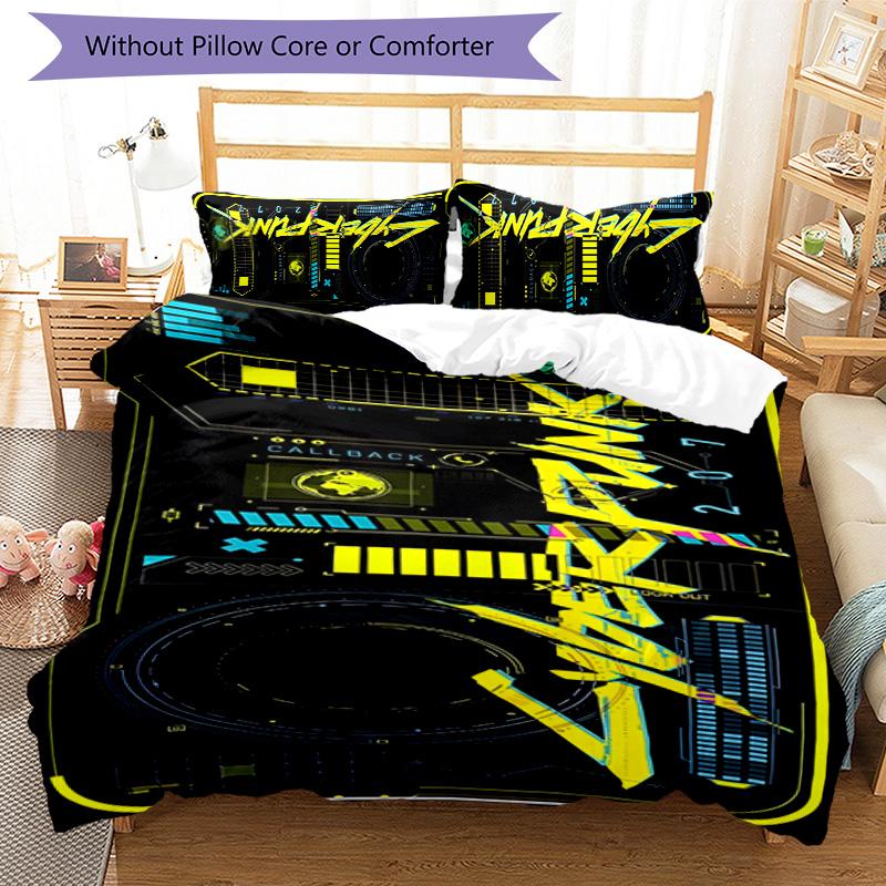 Cyberpunk 3pcs Bedding Set Duvet Cover Closure Includes 1 Duvet Cover & 2 Pillowcases for All Seasons Bedroom Home Dorm Decor