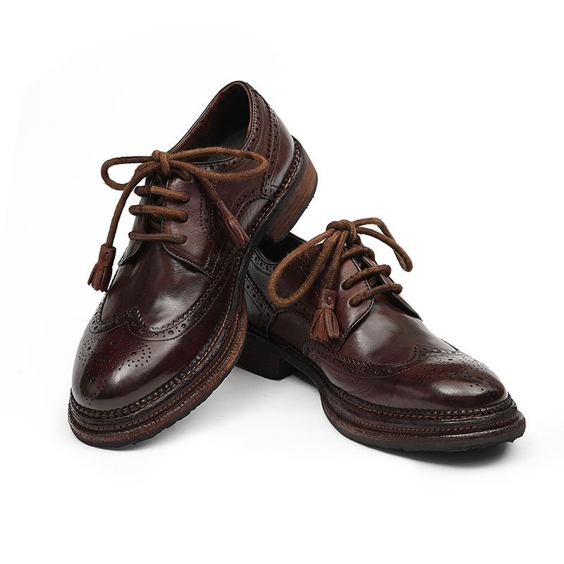 Men's Horse Leather Genuine Brock Carved Leather Bottom Goodyear Business Dress Shoes