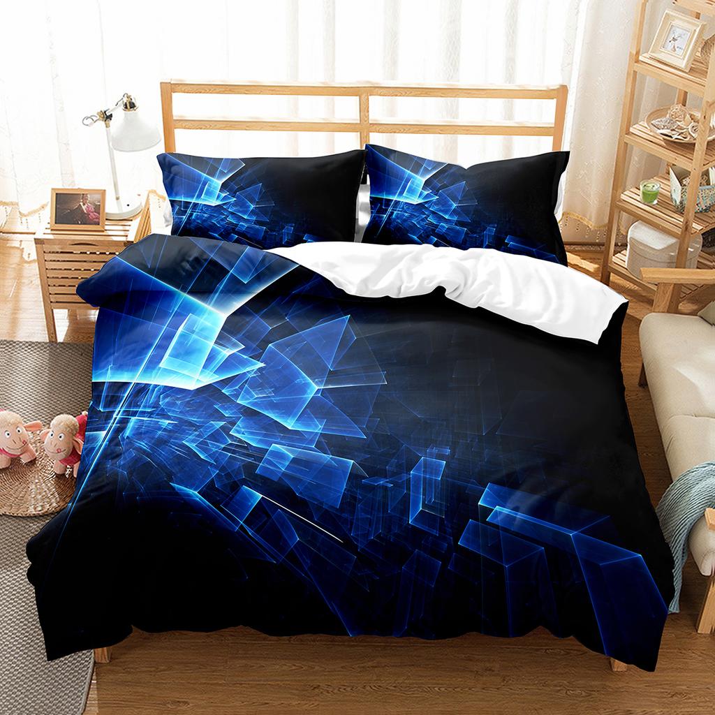 3D Abstract King Queen Duvet Cover Solid Geometry Bedding Set Rotate Three-dimensional Space 2/3pcs Polyester Soft Quilt Cover