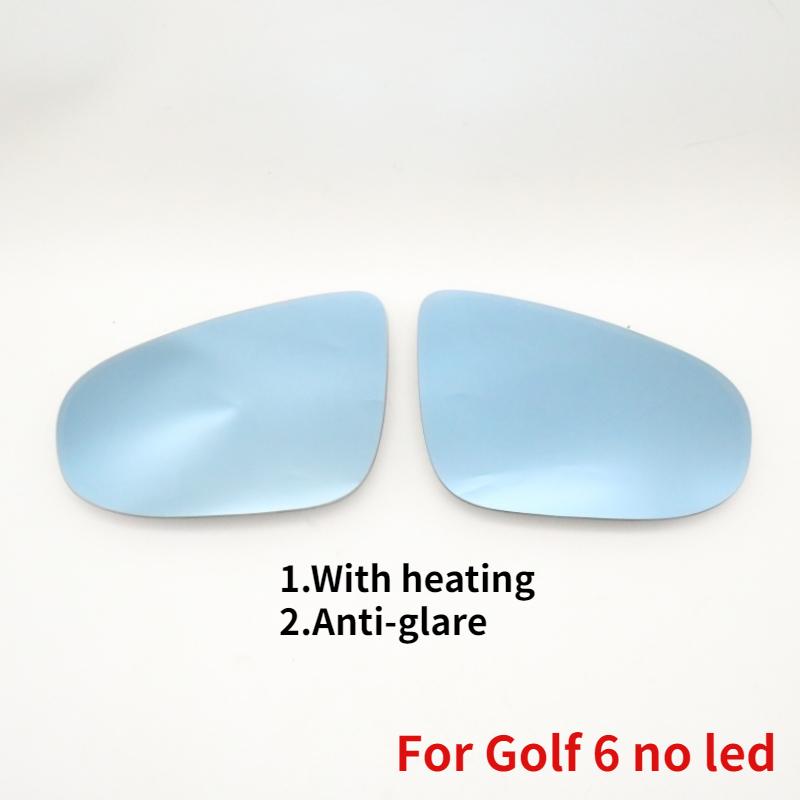 

For VW Golf 6 MK6 7 MK7 Car Rearview Side Mirror Blue Glass Lens WIth Wide Angle View Anti-glare Heating 2PCS For Golf 6 no led