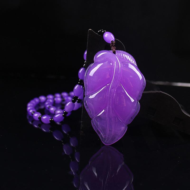 Retro Imitation Amber Necklace For Men And Women Purple Beaded Long Pendant Sweater Chain Mother'S Day Gift