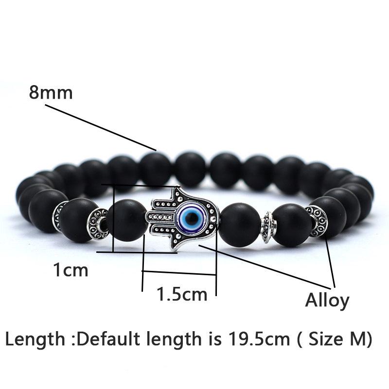 Turkey Evil Eyes Bracelet For Men Women Gothic Fatima Hand Braclet 8mm Natural Lava Lapis Lazuli Stone Beaded Braslet Pulseras