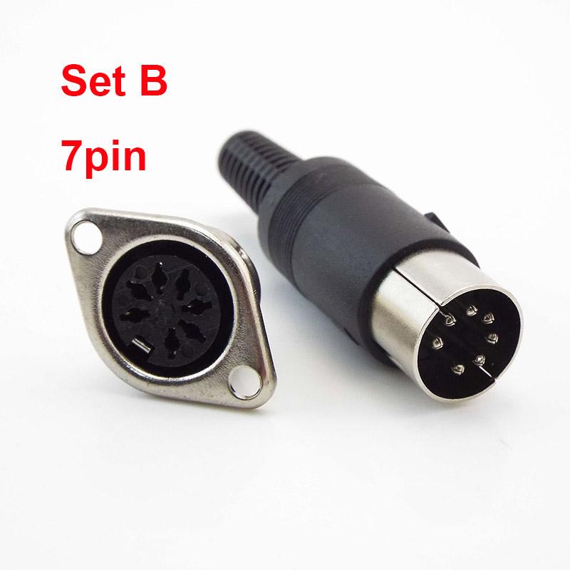 DIN Audio Adapter 3/4/5/6/7/8 Pin DIN Male Female Plug with Plastic Handle Female Socket Hulled Panel Mount Chassis Connector