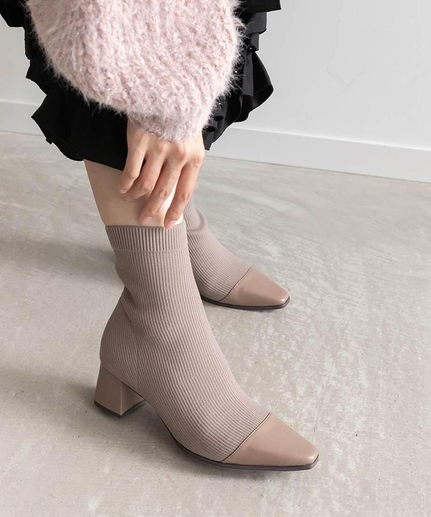 Boots Basic Knit Boots KC34188 Greige [Randa] [SUSTAINABLE]