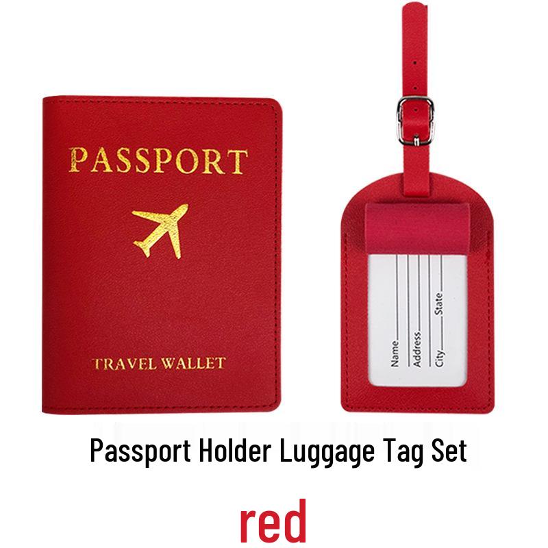 Set med bagagetagg och passhållare för gränsövergångar med passfodral